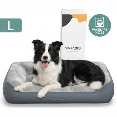 CozySense® Orthopedisch Hondenkussen 89x54 cm Maat L - Waterdicht & Wasbaar - Benchkussen en Hondenbed - Ultra Zachte Sherpa Stof - Grijs & Antraciet