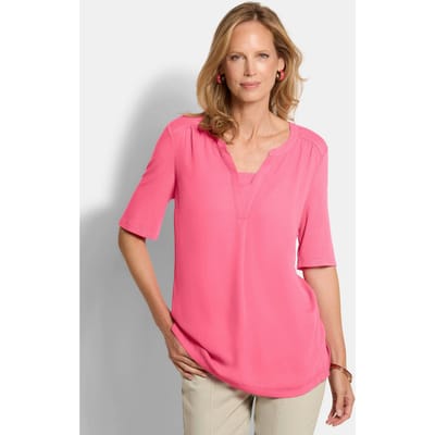 Comfortabel blouseshirt van chiffon en jersey - pink - Gr. 19 van Goldner Fashion