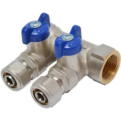 Sanivesk Verdeler Meerlagen 2gr +kogelkraan Blauw 3/4"fx16mm