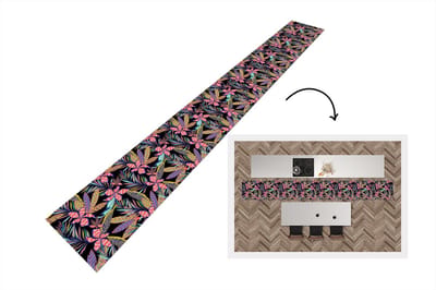 Keukenloper - Keukenmat - Hawaii - Regenboog - Bloemen - Bladeren - Psychedelisch - 400x50 cm - Keuken vloerkleed