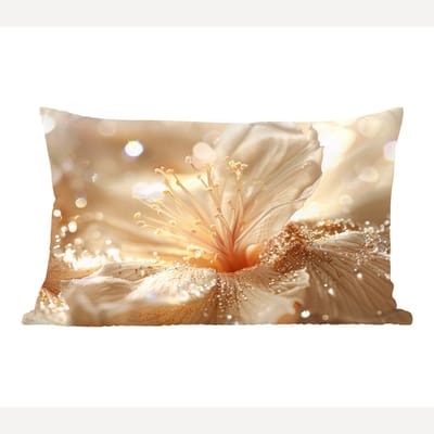 Sierkussens - Kussentjes Woonkamer - 60x40 cm - Bloem - Wit - Glitter - Goud - Modern