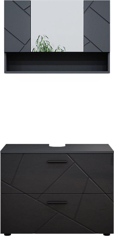 Vicco Irma Badkamermeubel set – 2 delen, onderkast 80 cm Antraciet Hoogglans
