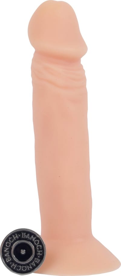 Banoch | rechte beige siliconen dildo met zuignap | small | 17 cm lang | Ø 3.2 cm