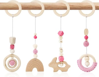 Houten Speelboog voor Baby's vanaf 0 Maanden, Geschikt voor Meisjes en Jongens, Perfect voor Kinderwagens en Autostoelen