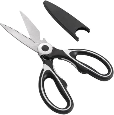 Dailygoods- Keukenschaar 21 cm - Roestvrij Staal - Ergonomische Handgreep - Flesopener/Notenkraker - Antislip Grip - Duurzaam Ontwerp - Keukengereedschap
