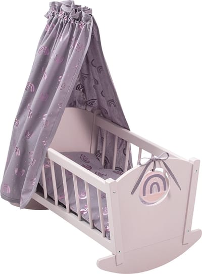 howa Poppen Schommelbedje Poppenbed  "Rainbow" , van hout 23002