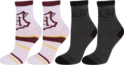 4x Grijze en zwarte hoge jongenssokken - Harry Potter / 27-30