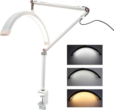 Ariqo Loeplamp - Met Led Verlichting - Looplamp - Beauty Lamp - Bereik van 1.4m - 415 mm Lamp - 5x Vergrootglas - Rollers - Wit