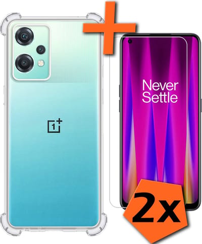 Hoes - Met Screenprotector - 2 Stuks - Geschikt voor OnePlus Nord CE 2 Lite - Sterk & Shockproof - Siliconen Case - Back Cover - Telefoon Hoes - Shock Proof - Transparant