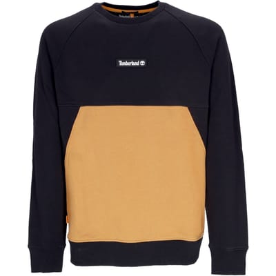 Cut&Sew-sweatshirt heren met ronde hals, zwart/tarwelaars