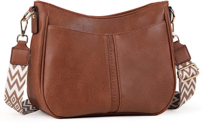 TAN.TOMI Dames Schoudertas – Kleine Crossbody Tas van Vegan Leer – Met Brede Verstelbare Riem & Kaartvakken – Afneembare Schouderband – Perfect voor Reizen & Dagelijks Gebruik - Bruin