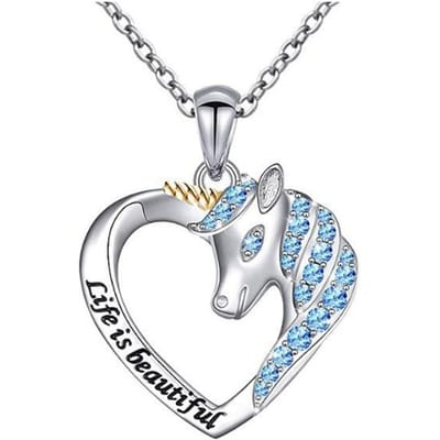 Eenhoorn Tianma Ketting Tweekleurig Hartvormige Pony Hanger gray