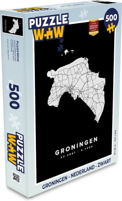 Puzzel Groningen - Nederland - Zwart - Legpuzzel - Puzzel 500 stukjes