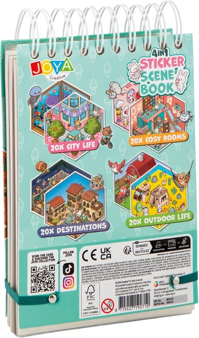 Joya Creative Stickerboek Scene 3D - 4in1 Sticker Scene Book - Stickerboek Volwassenen en Kinderen - 80 Scenes - Hardcover met Ringband