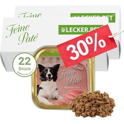 22 x 150 g Lecker.Pet® Luna's Feine Paté Reich an Pute hondenvoer natvoer compleet voer