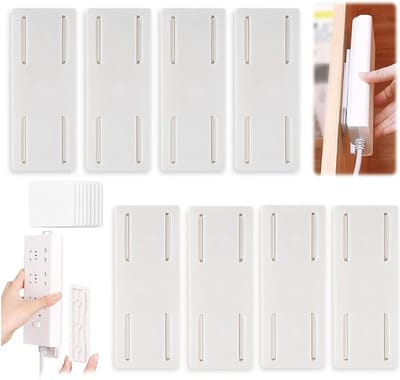 Stopcontact Houder - Muurbevestiging - Kabelmanagement - Zonder Boren - 8 Stuks - Wit