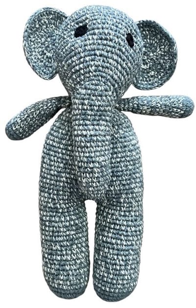 Luna-Leena duurzame knuffel olifant ' Max' in grijs melange - toy 0+ - van bio katoen - hand gehaakt in Nepal - knuffeldier - babycadeau - knuffelcadeau - geboorte - babyshower - elephant max