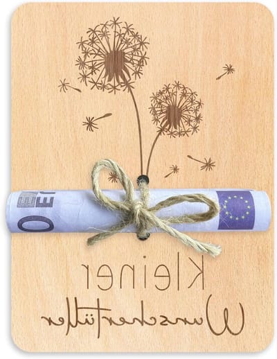 Houten Geld Cadeau Doos, 12 x 9 cm, Perfect voor Verjaardag, Reisbon, en Visser Cadeau met Wensvulling