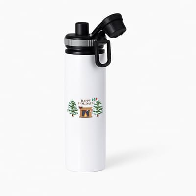 Hacebo® - Kerst happy holidays waterfles met draaidop grijs - Kerstmis - Kerst beker - winter - kerst - christmas - kerst cadeau - water fles - 850ML