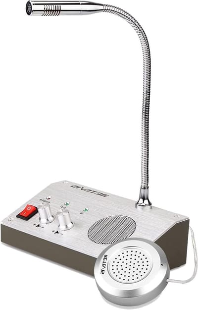 Raam Intercom Systeem - Teller Intercom Luidspreker - Communicatie met Klanten - Automatische Tweeweg Communicatie - 700 Gram - Zilver