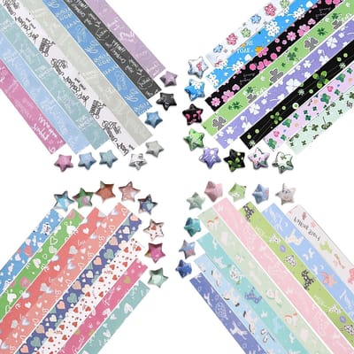 2160 Vellen Origami Ster Papier Strips, 4 Stijlen voor Creatieve Knutselprojecten, Versiering voor Bruiloften en Verjaardagsfeesten