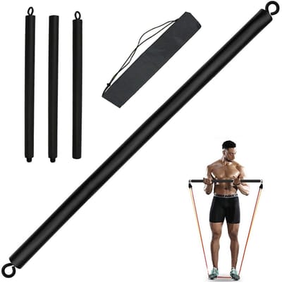 Allecto - Weerstand Band Bar - Pilates Bar - Heavy-duty weerstandsbar voor fitness - 1 m formaat - Thuis gym apparatuur - Geschikt voor unisex - 3 ..