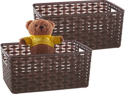 Plasticforte Opbergmand - 4x - Kastmand - rotan kunststof - choco bruin - 6 Liter - 19 x 29 x 13 cm