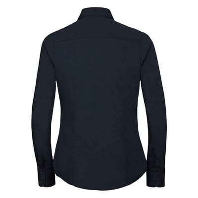 Russell Collection Dames/Dames Poplin met Lange Mouwen Formeel Overhemd (Franse marine)