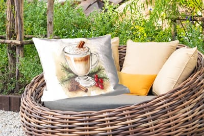 Buitenkussens - Winter - Koffie - Warm - Decoratie - 60x40 cm - Weerbestendig