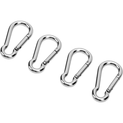Petit Crochet d'Escalade Résistant à l'Érosion Polyvalent Mousqueton à Ressort en Acier Inoxydable Clips Pour la Pêche au Camping 4PCS white