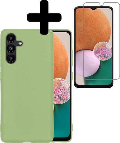 Hoesje - Met Screenprotector - Geschikt voor Samsung Galaxy A13 5G - Sterk & Shockproof - Back Cover - Siliconen Case - Telefoon Hoes - Telefoonhoesjes - Groen