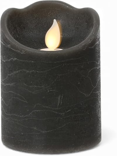 MIJOMA LED echte waskaarsen met realistische vlam, timer en batterijvoeding, indoor led-kaars met warm wit licht, natuurlijke look ( 7,5 cm x 10 cm, taupe, verticaal groefpatroon)
