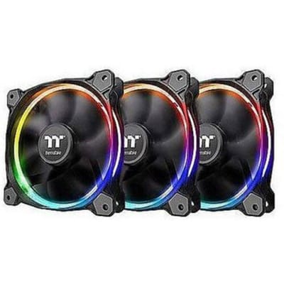Thermaltake Riing 12 RGB Sync 3 Pack PC-ventilator Zwart, RGB (b x h x d) 120 x 120 x 25 mm Incl. LED-verlichting