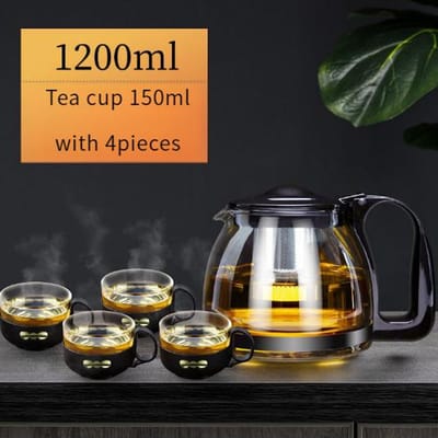 Théière de grande capacité, théière à filtre multifonctionnelle, verre borosilicate épais, séparation du thé, service à thé Pu'er