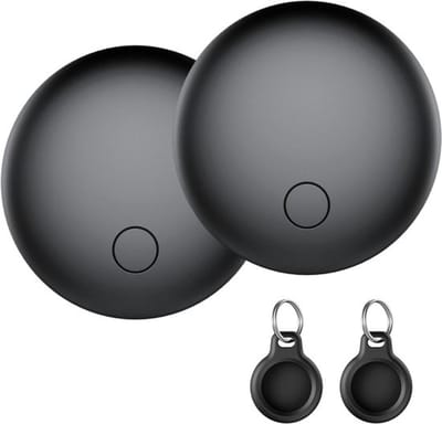 SmartTag voor Apple - 2x GPS Tracker + 2x sleutelhanger- Bluetooth Tracker & Keyfinder voor Sleutels, Koffer & Locatie - Smart Finder Compatibel met AirTag & Find My Tag - IP67 Waterdicht - 2 Stuks - Zwart