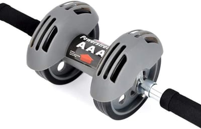 Buikspierwiel Trainer - Buikwiel Fitness - Thuis Trainen - Versterkt Kernspieren - 50cm Lengte 15cm Hoogte - Grijs