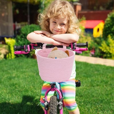 Kinderfietsmand - Fietsmand Meisjes - Fietsen Opslag - Eenvoudig te Installeren - 20 x 15 x 15 cm - Roze