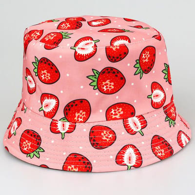 Chapeau de pêcheur Tendance européenne et américaine Chapeau pot imprimé double face Protection solaire extérieure Chapeau de soleil M（56-58cm） red