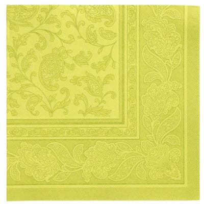 8x 20 Servetten ROYAL Collection 1/4 vouw 40 cm x 40 cm lime Ornaments
