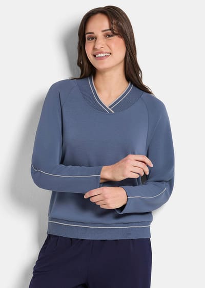 Sweater met raglanmouwen - rookblauw - Gr. 38 van Goldner Fashion
