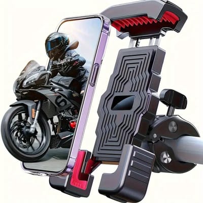 Universele Motorhouder ook voor Fiets, Scooter & Fatbike & E-Bike - Motor Telefoonhouder - Telefoonhouder motor - 1 Seconden lock - 360° Rotatie - Trillingvrij - Robuuste Gsm Houder - Robuust - Fiets Accessoires - iPhone - Samsung