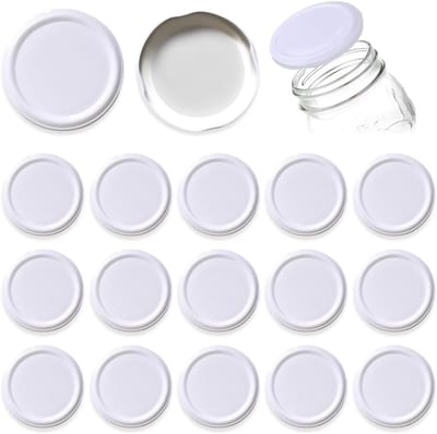 20 stuks jampotten met deksel, 70 mm, twist-off, potdeksel, voorraaddoos, deksel voor yoghurt, reservedeksel, herbruikbare glazen kap voor saus, conserveren