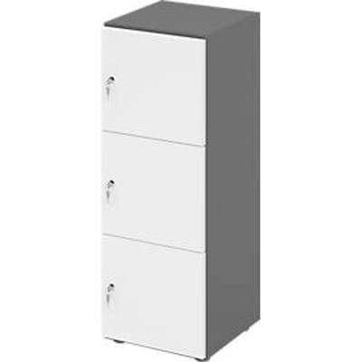 Topas Line lockerkast, 3 x ordnerhoogte, 3 vakken, cilinderslot, B 400 x D 420 x H 1100 mm, grafiet/wit