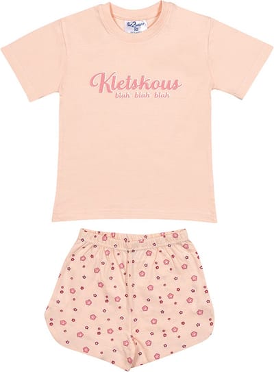 Fun2Wear - Kletskous Shortama Baby | Lichtroze - Katoen - Maat 68