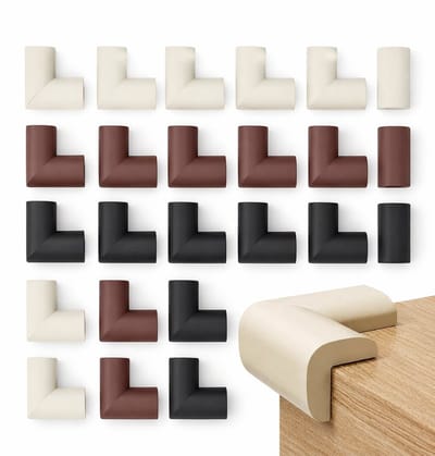 Hoekbeschermers Baby Set 30 Stuks - Kindveilige Tafelrand Bescherming - Zelfklevend Schuim - Zwart Bruin Wit - Voor Tafels Kasten Glas - Hoekbescherming Meubels Babyproof Randbeschermers