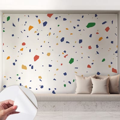Coloray Zelfklevend Behang - Regenboogstukjes Stickerbehang op rol - 208x146 cm - Wit Zelfklevend Behang - Voor de woonkamer, voor het kantoor, voor de slaapkamer - Peel-and-stick techniek - Zelfklevend fotobehang