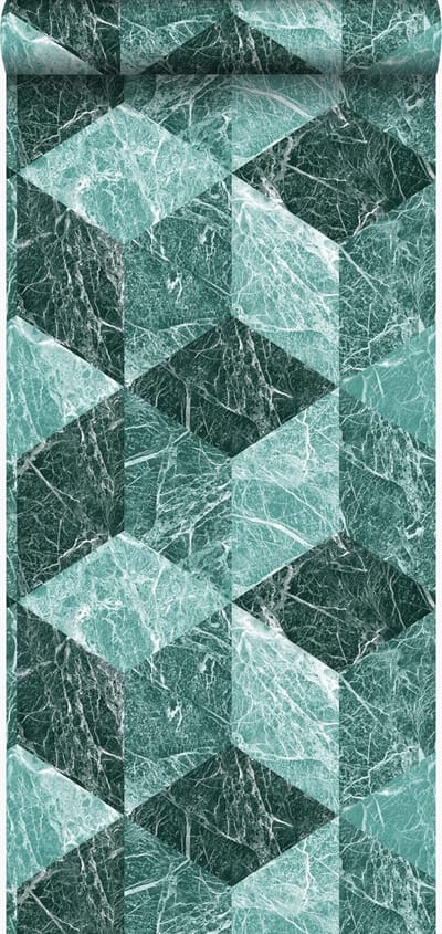 Origin Wallcoverings behang 3D marmer motief smaragd groen - 53 cm x 10.05 m - 347319