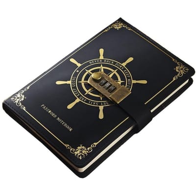 Carnet de notes rétro A5 avec mot de passe et serrure, carnet de voyage, carnet de notes, journal intime, papeterie noir