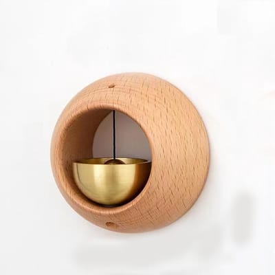 Magnetische Houten Deurbel - Beuken Rond, Koperen Bel, Koelkastmagneet, Voor Ingangsdeur