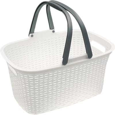 Grote boodschappenmand met handvat in rotan-look, 18 liter